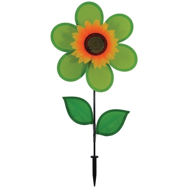 In The Breeze 12 in. Green Sunflower Spinner with Leaves ITB2702